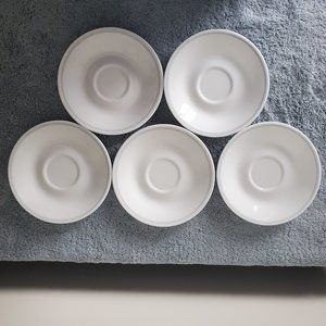 (5) Corelle Saucers with Light Blue Trim